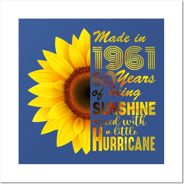 Vintage 1961 Sunflower 60th Birthday Awesome Gift Wall Art by Salt88